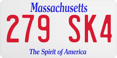 MA license plate 279SK4