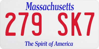 MA license plate 279SK7