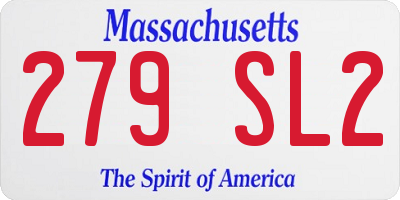 MA license plate 279SL2