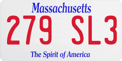 MA license plate 279SL3