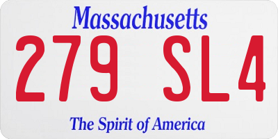 MA license plate 279SL4