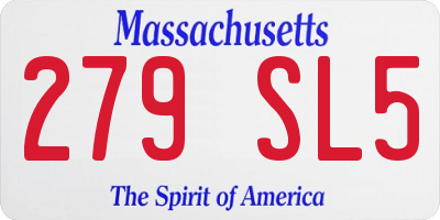MA license plate 279SL5
