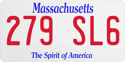 MA license plate 279SL6