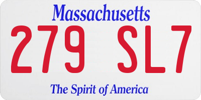 MA license plate 279SL7