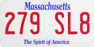 MA license plate 279SL8