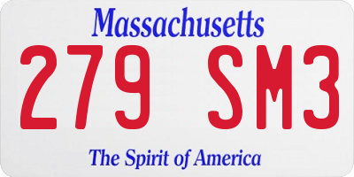MA license plate 279SM3