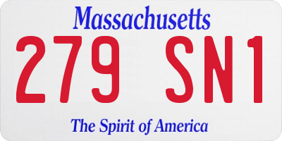 MA license plate 279SN1