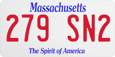 MA license plate 279SN2