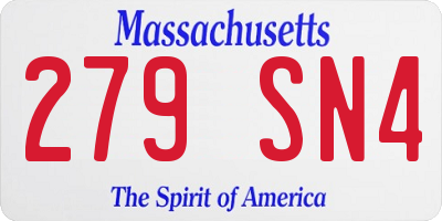 MA license plate 279SN4