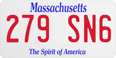 MA license plate 279SN6