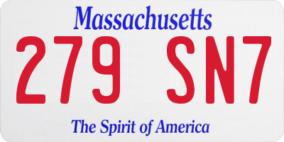 MA license plate 279SN7