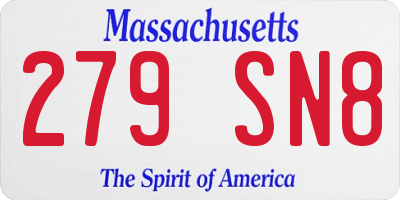 MA license plate 279SN8