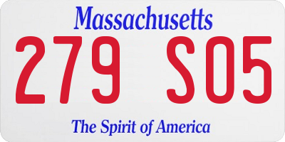 MA license plate 279SO5