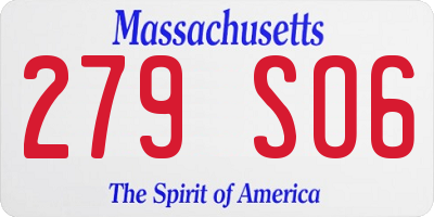 MA license plate 279SO6