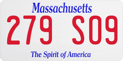 MA license plate 279SO9