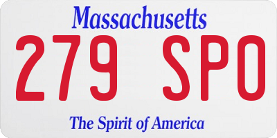 MA license plate 279SP0