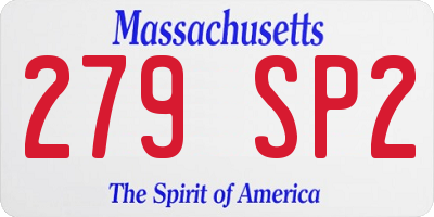 MA license plate 279SP2