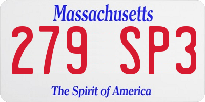 MA license plate 279SP3