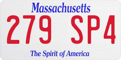 MA license plate 279SP4