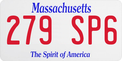 MA license plate 279SP6