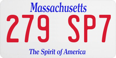 MA license plate 279SP7