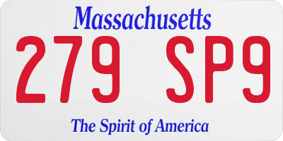 MA license plate 279SP9