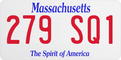 MA license plate 279SQ1