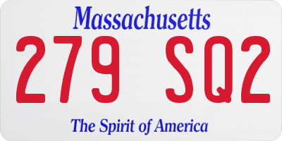 MA license plate 279SQ2