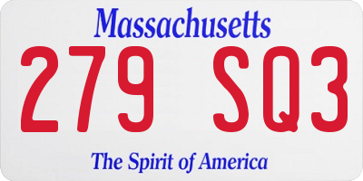 MA license plate 279SQ3