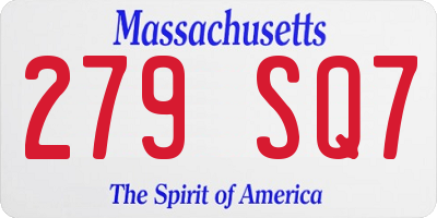 MA license plate 279SQ7