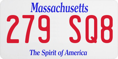MA license plate 279SQ8