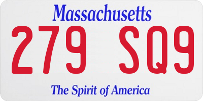 MA license plate 279SQ9