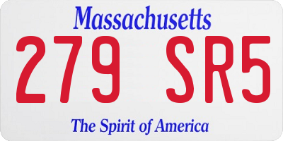 MA license plate 279SR5