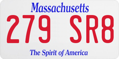 MA license plate 279SR8