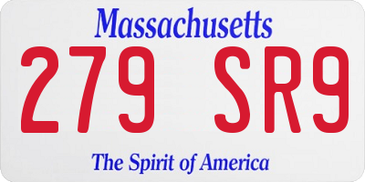 MA license plate 279SR9