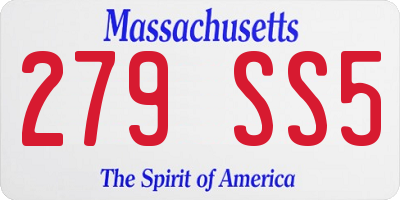 MA license plate 279SS5