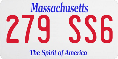 MA license plate 279SS6