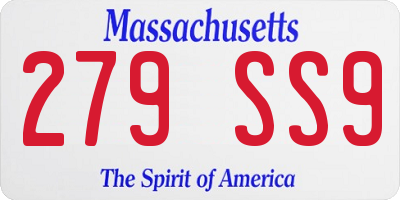 MA license plate 279SS9