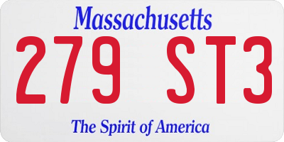 MA license plate 279ST3