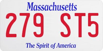MA license plate 279ST5