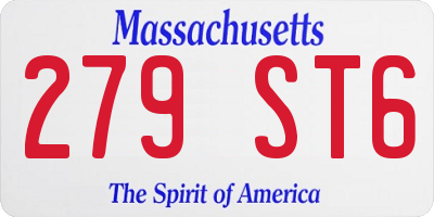 MA license plate 279ST6