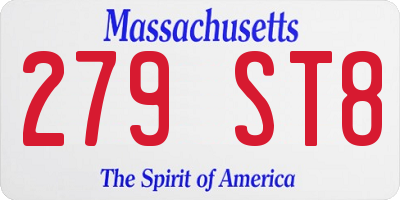MA license plate 279ST8