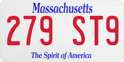 MA license plate 279ST9