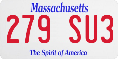 MA license plate 279SU3