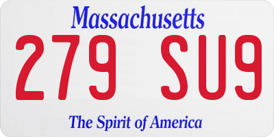 MA license plate 279SU9