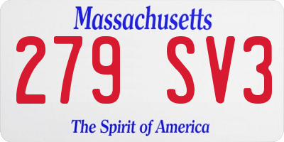 MA license plate 279SV3