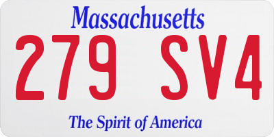 MA license plate 279SV4