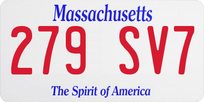 MA license plate 279SV7
