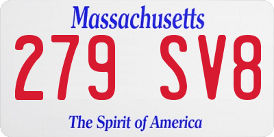 MA license plate 279SV8