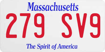 MA license plate 279SV9